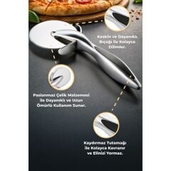 Primanova Paslanmaz Çelik Pizza Dilimleyici - Metalik