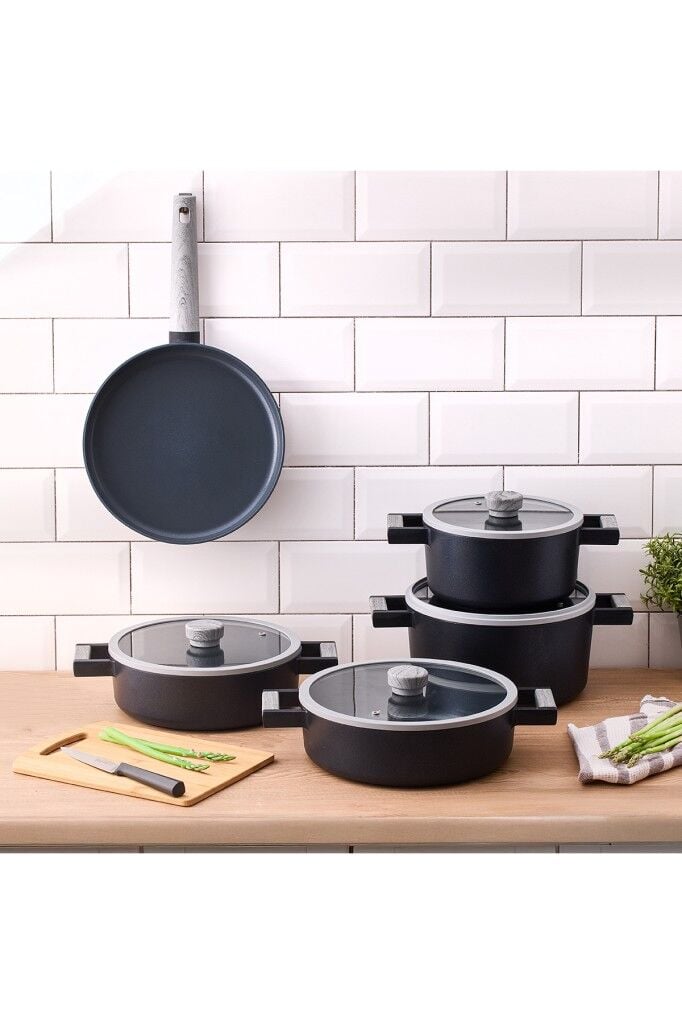 Aryıldız Matilda Alüminyum Döküm 9 Parça Tencere Seti Antrasit