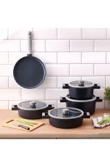 Aryıldız Matilda Alüminyum Döküm 9 Parça Tencere Seti Antrasit