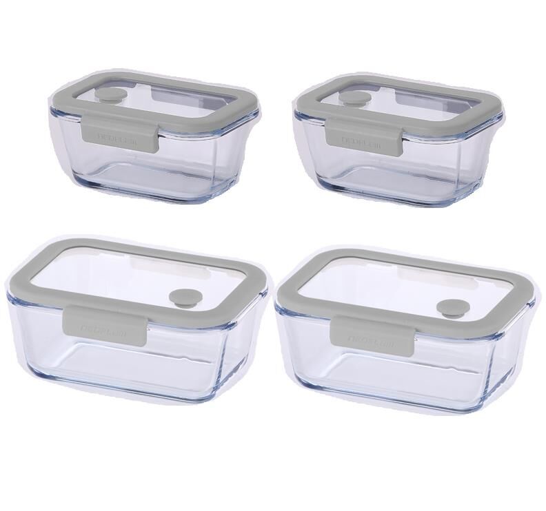 Neoflam Fika Glace Gri Vakumlu 4 Parça Saklama Kabı 460 ML + 800 ML
