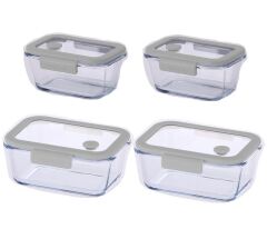 Neoflam Fika Glace Gri Vakumlu 4 Parça Saklama Kabı 460 ML + 800 ML