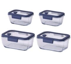Neoflam Fika Glace Mavi Vakumlu 4 Parça Saklama Kabı 460 ML + 800 ML