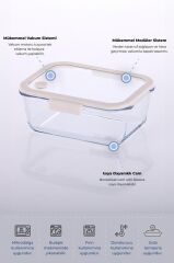 Neoflam Fika Glace Vakumlu Cam Saklama Kabı 1900ML Bej