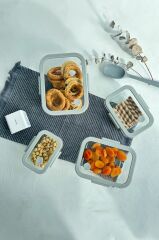 Neoflam Fika Glace Vakumlu Cam Saklama Kabı 1200ML Gri