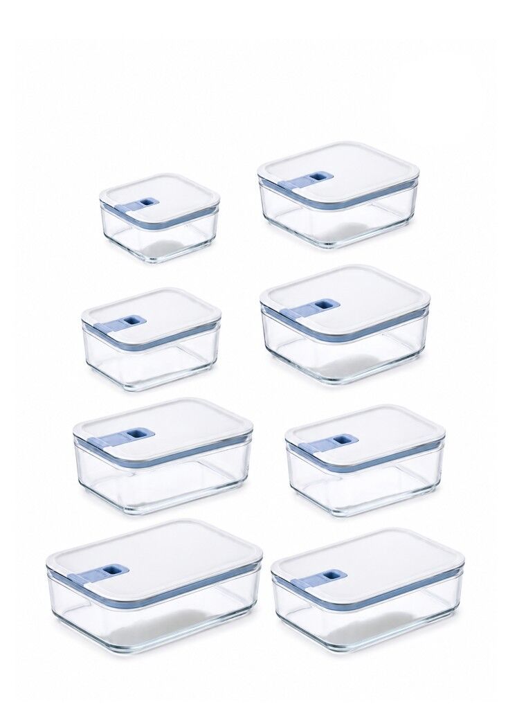 Neoflam Perfect Seal 8 Parça Dikdörtgen Cam Saklama Kabı Seti