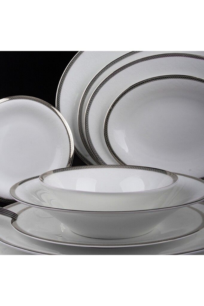 Evaliza Coupe Sade Paisley Platin 101 Parça 12 Kişilik Yemek Takımı
