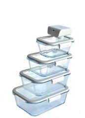 Neoflam FİKA GLACE VAKUMLU CAM SAKLAMA KABI BEJ 5 PARÇA SET