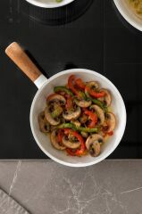 Neoflam Fika Seramik Kaplama İndüksiyonlu Wok Tava 18 CM - Beyaz