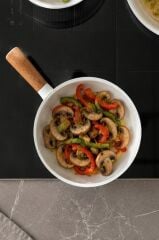 Neoflam Fika Seramik Kaplama İndüksiyonlu Wok Tava 18 CM - Beyaz