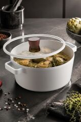 Neoflam Fika Seramik Kaplama İndüksiyonlu Tencere 24 CM - Beyaz