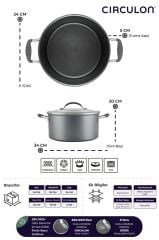 Circulon 24 Cm Kapaklı Derin Tencere