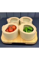 Neoflam Fika One 4'lü Yuvarlak Kahvaltı Seti Bej