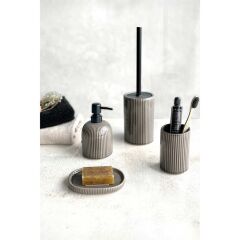 Primanova Arsel Taş Rengi Banyo Seti Porselen 4 Lü