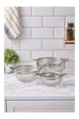 Aryıldız Çok Amaçlı Kulplu Paslanmaz Çelik Tel Süzgeç 3 Lü Set 18cm - 22cm - 26cm