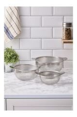 Aryıldız Çok Amaçlı Kulplu Paslanmaz Çelik Tel Süzgeç 3 Lü Set 18cm - 22cm - 26cm