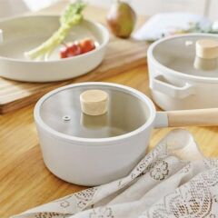 Neoflam Fika 13 Parça Cam Kapaklı Seramik Kaplama Döküm Tencere Tava Seti