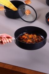Neoflam Bien Alüminyum Döküm Wok Tava, Siyah 24cm