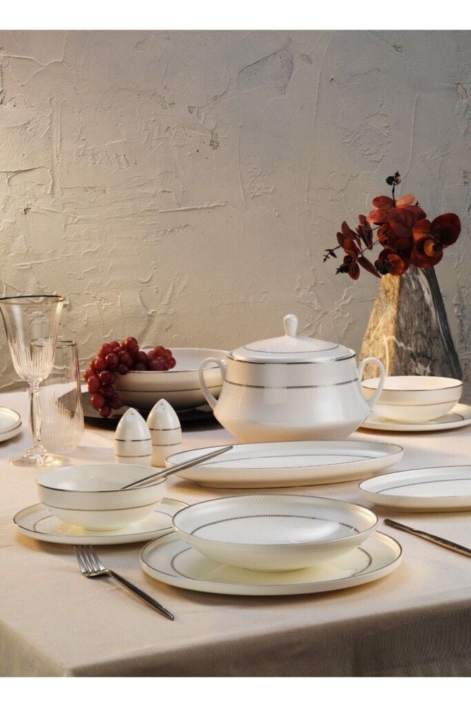 Aryıldız 60 Parça Hn Vanessa Platin Porselen Yemek Takımı Ar252963 Akyüzhome